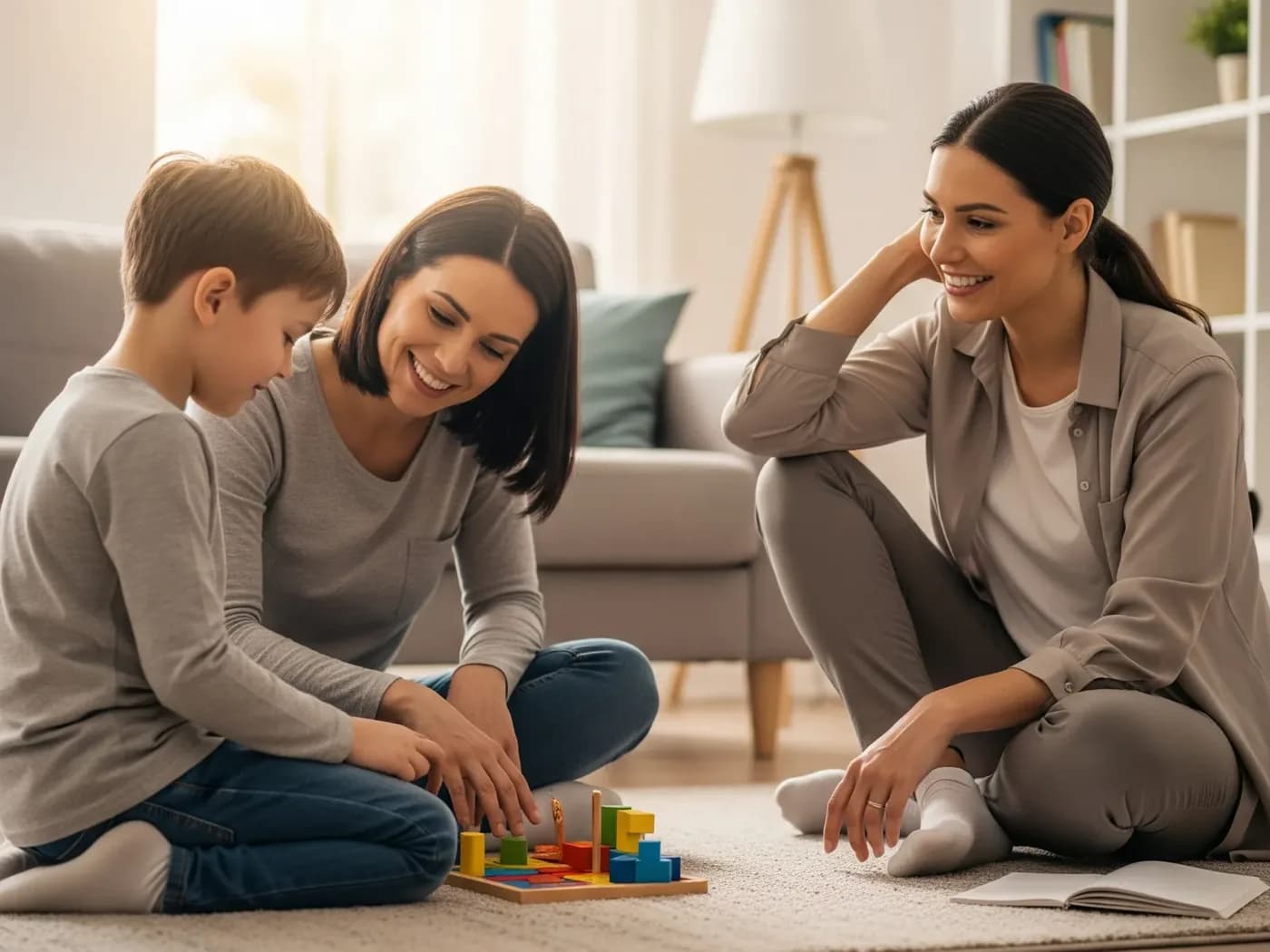 A therapist working with a child through play
